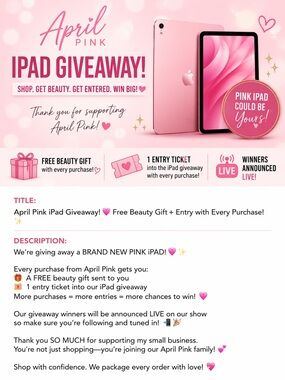 April Pink iPad Giveaway 💕 Free Beauty Gift + Entry With Every Purchase!